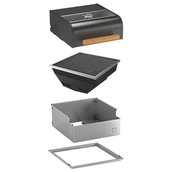 oneQ Glow Built-in Set met Deksel | Inbouw houtskoolbarbecue